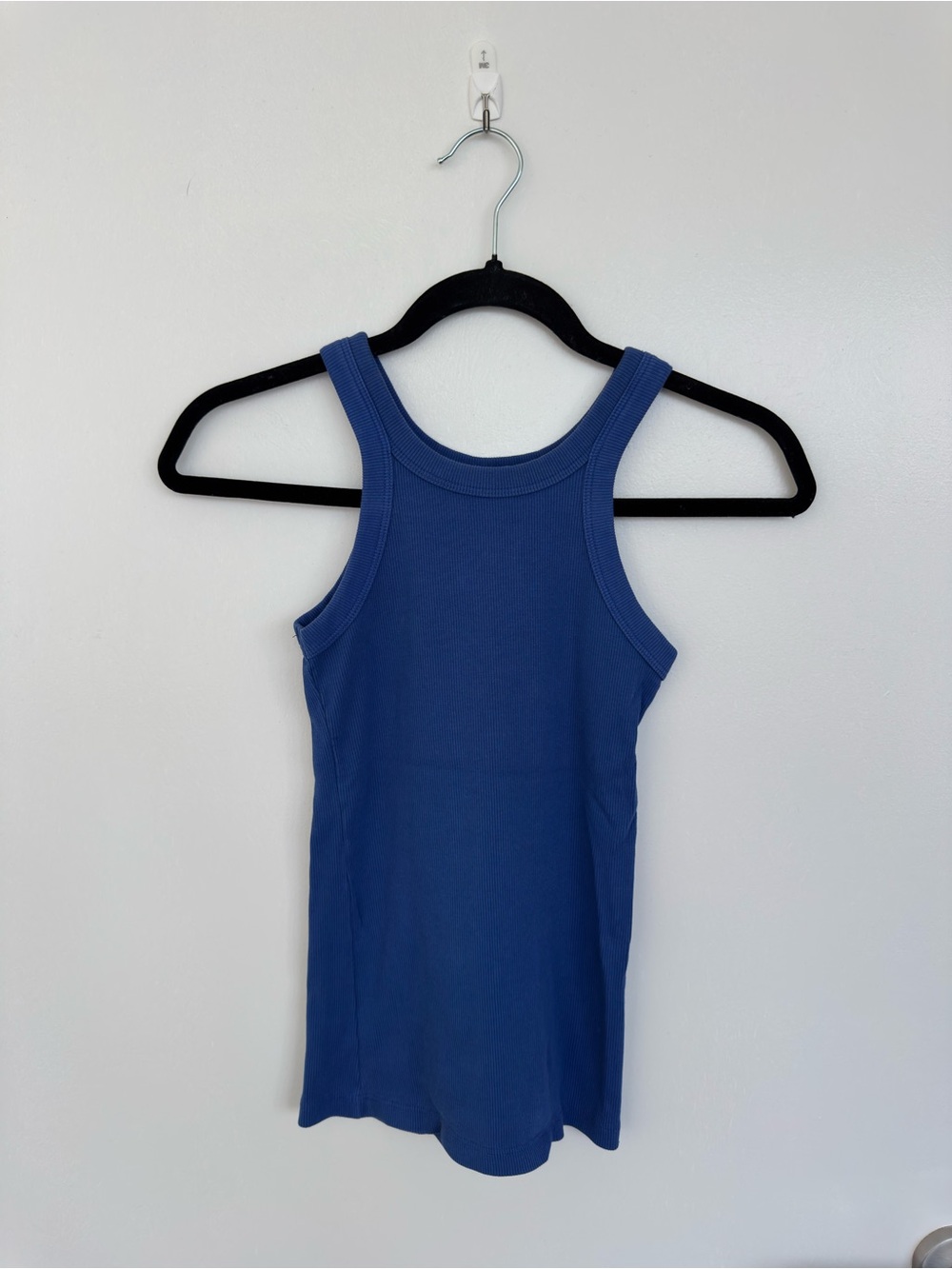 Blue Ribbed Racerback Tank Top